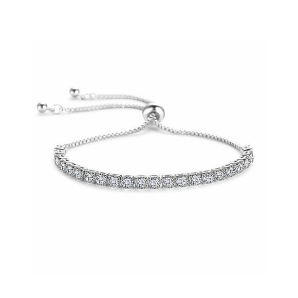 Zales Jewelry - Zales Silver Bracelet with White Stones